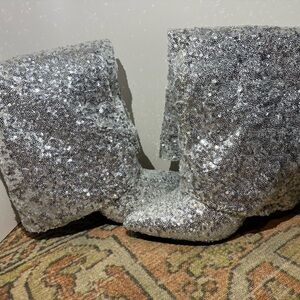 Target Silver Sequin Heeled Boots